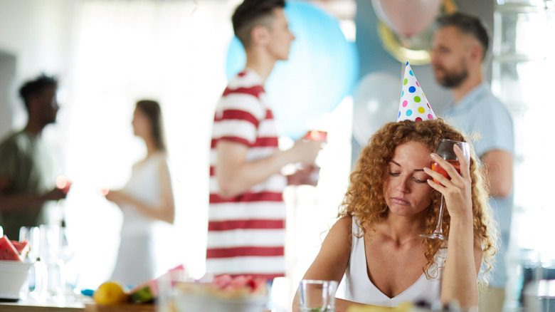 Woman annoyed with family