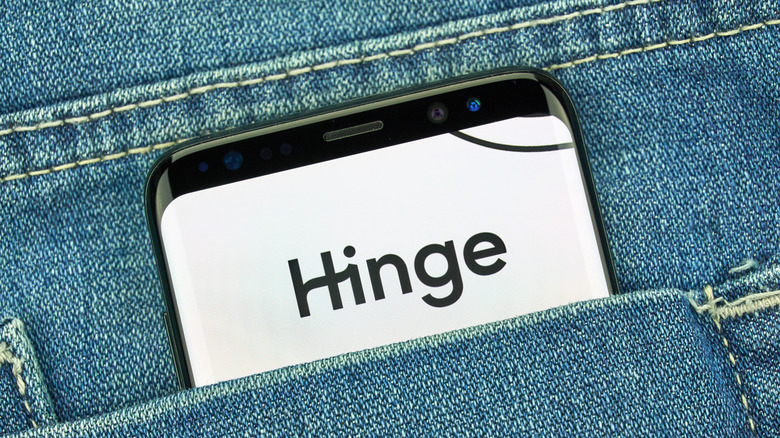 Hinge logo on phone in pocket