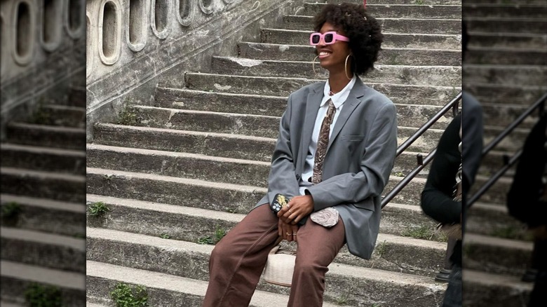 a stylish woman in a blazer