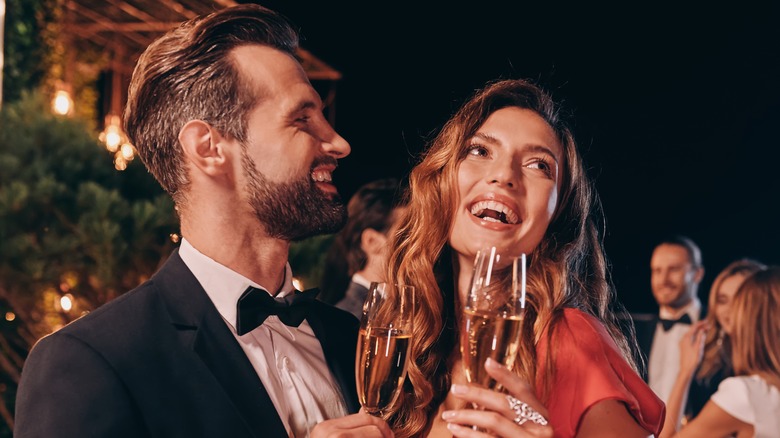 guests toasting at a wedding