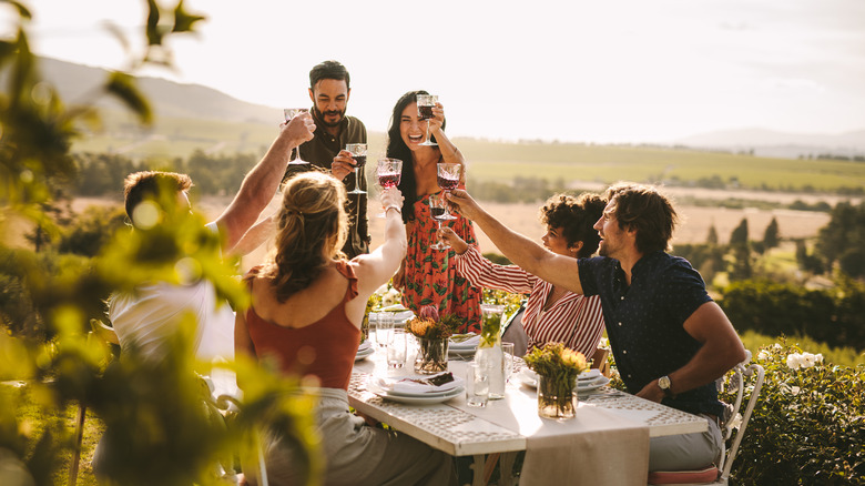 Friends toasting