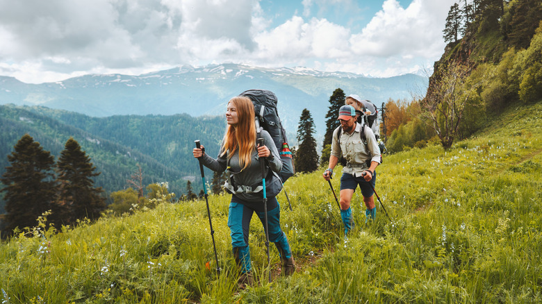 Man and woman hiking