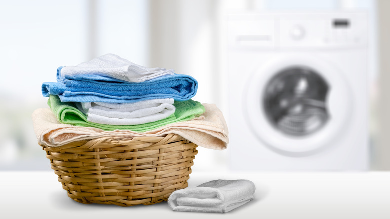 Washing Machine and laundry basket. 