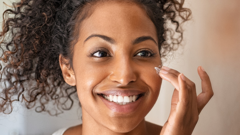 Woman looking after skin