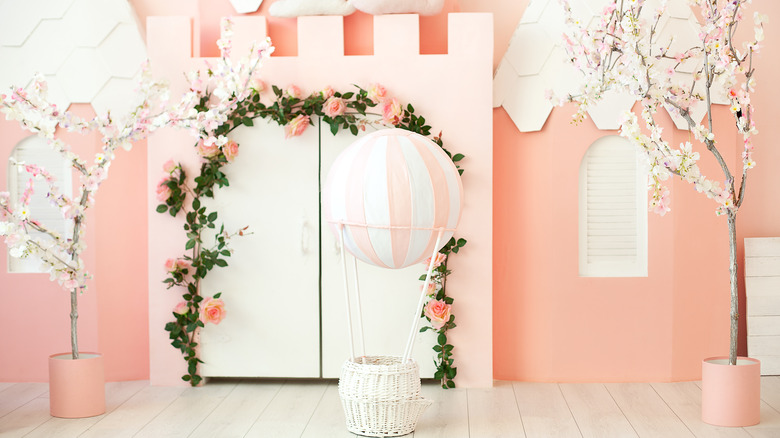 pink floral-themed nursery