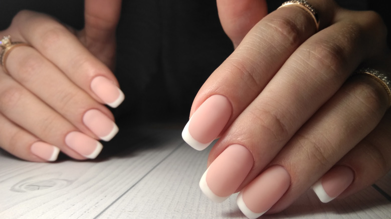 Maroon Matte French Tip Nails - wide 10