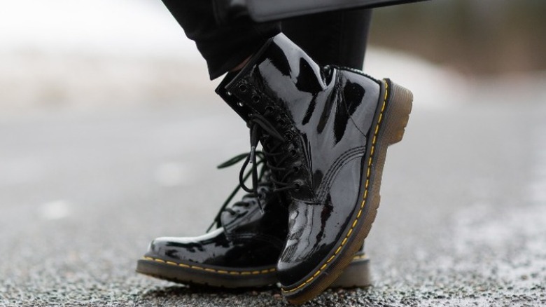 black leather boots