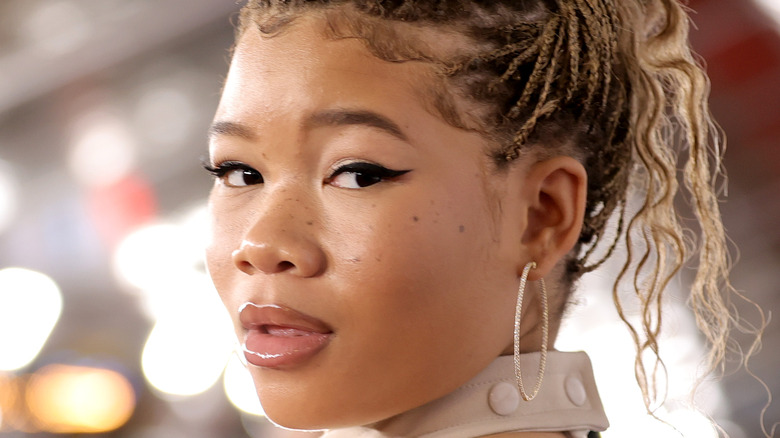 Storm Reid with her signature winged eyeliner