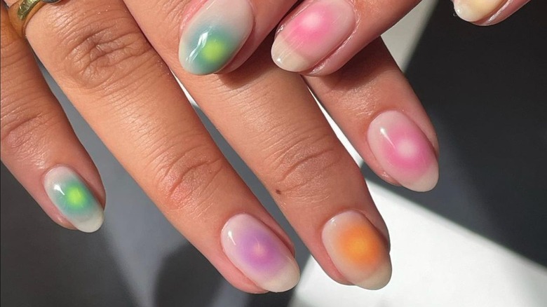 Multicolored aura nails