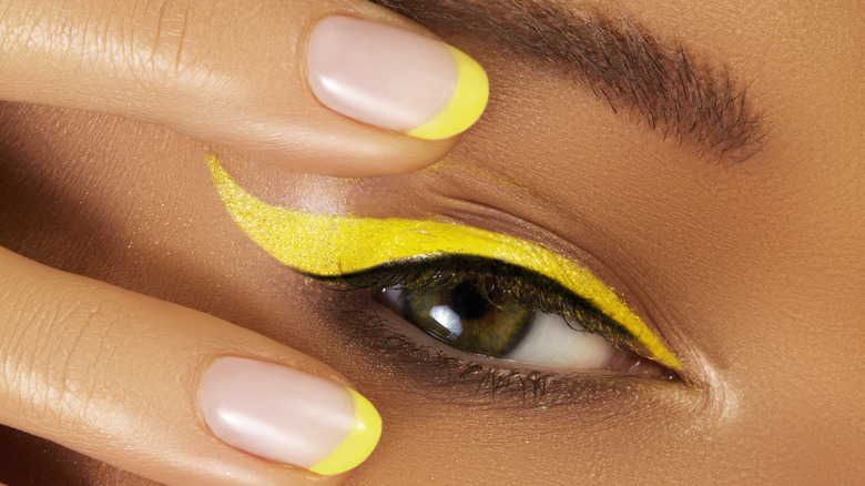 Yellow eyeliner up close 