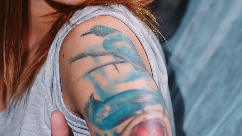 watercolor tattoo of birds