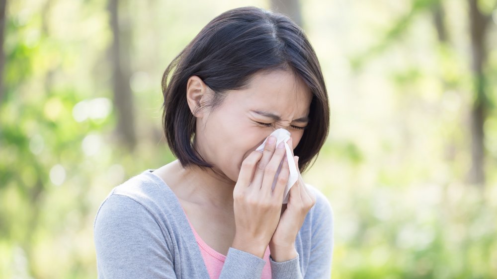 Woman with hay fever