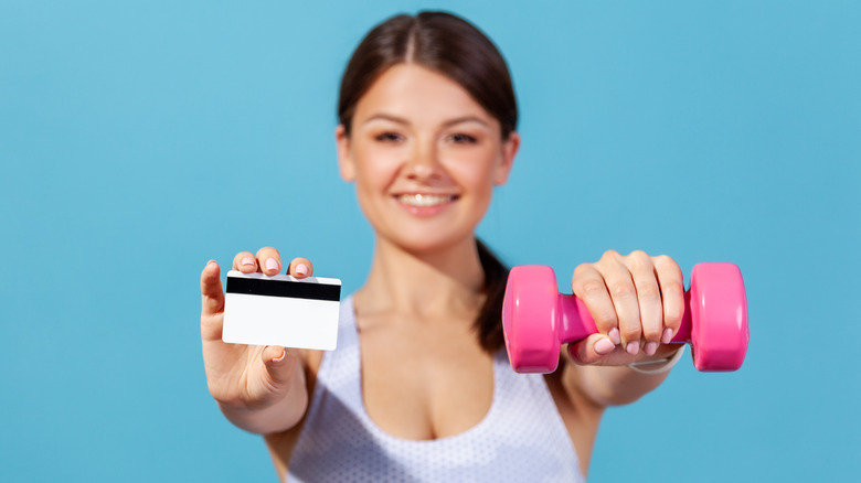 Woman with gym subscription