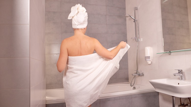 Woman in bath towel