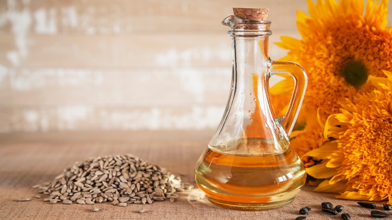 Bottled sunflower oil