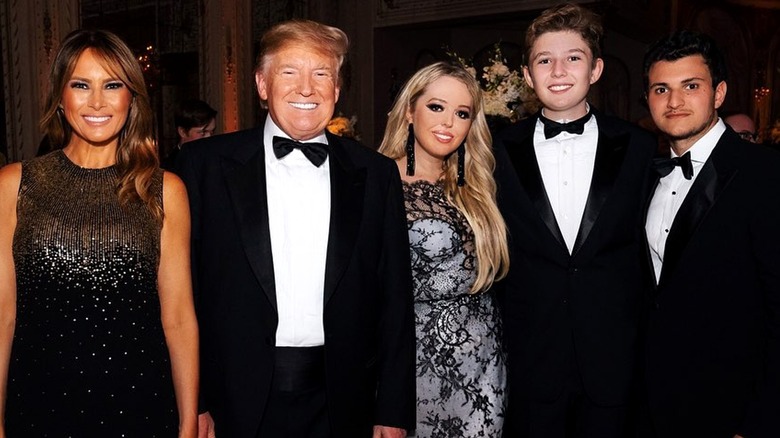 Melania, Donald, Tiffany, and Barron Trump with Michael Boulos