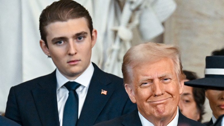 Barron Trump and Donald Trump at inauguration