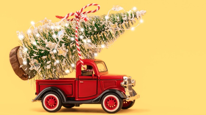 toy truck with christmas tree