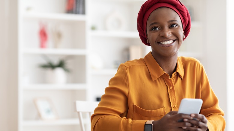 Modern Muslim woman smiles