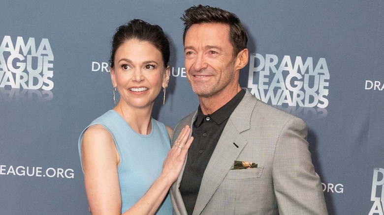 Sutton Foster and High Jackman smiling