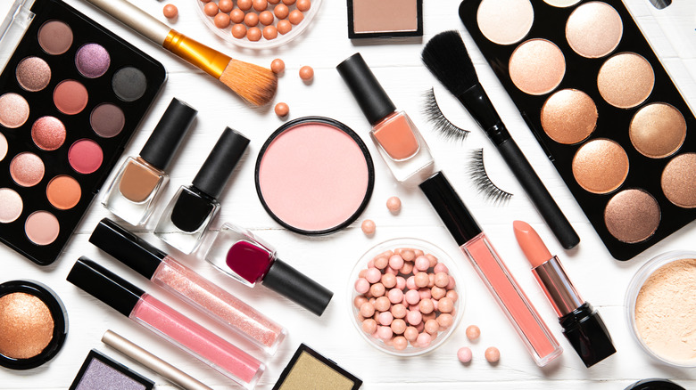 Array of makeup products