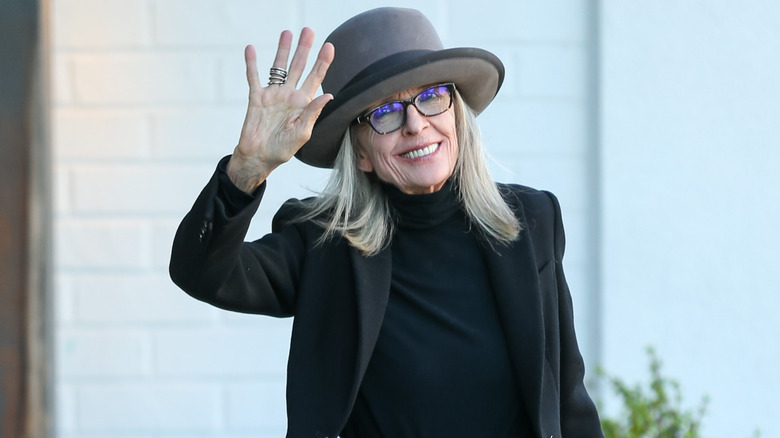 Diane Keaton waving