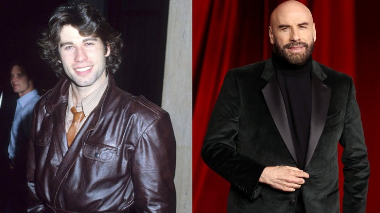 Side by side images of John Travolta then and now