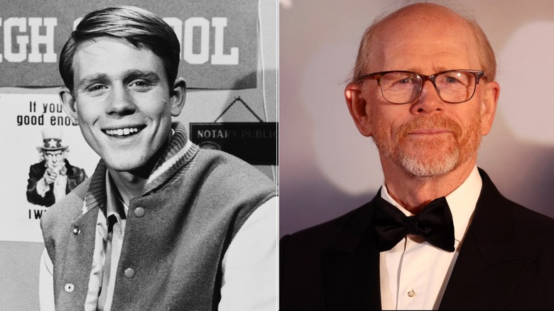 Side by side images of Ron Howard then and now