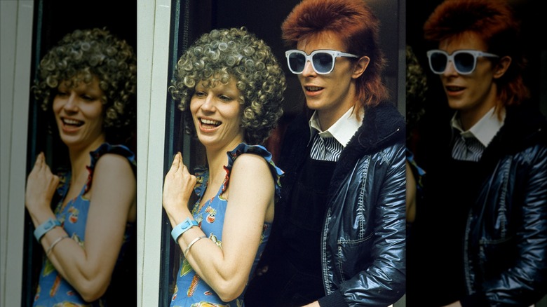 Angela and David Bowie pose for a photo in 1974