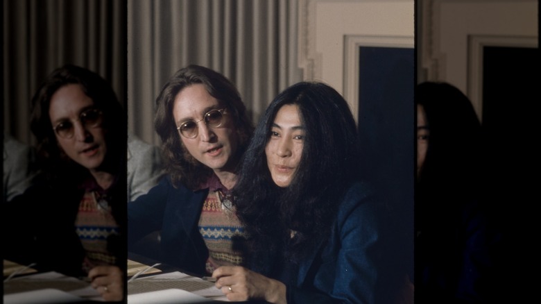 Yoko Ono and John Lennon in a photo circa 1975