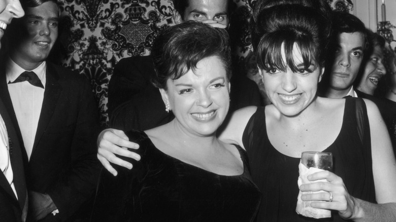Judy Garland and Liza Minnelli celebrate at the opening night of her performances at Cocoanut Grove