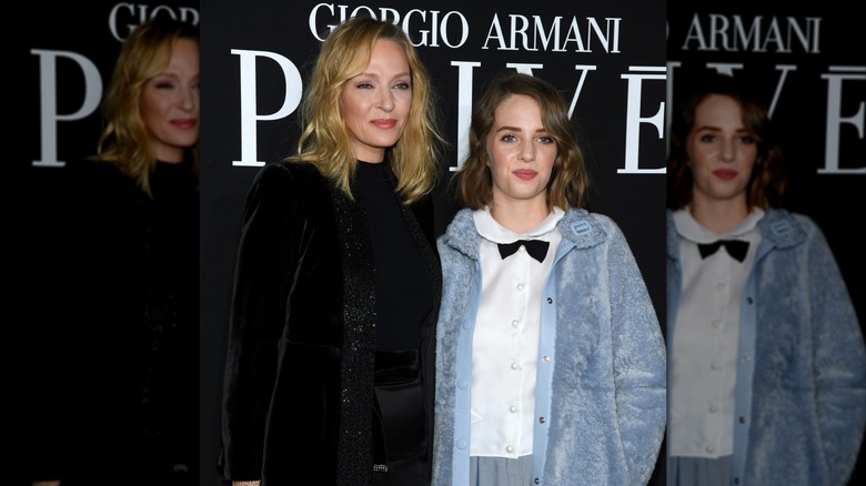 Uma Thurman and Maya Hawke at Paris Fashion Week in 2019
