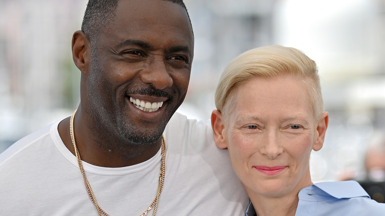 Tilda Swinton and Idris Elba posing at Cannes