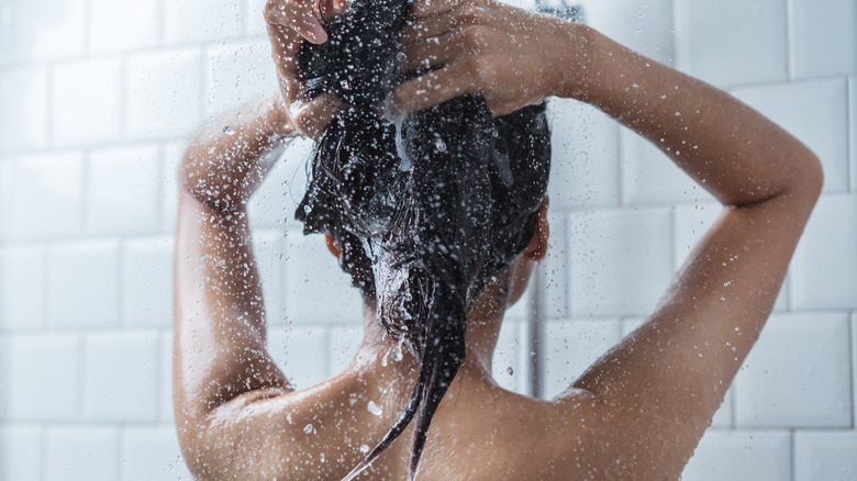 woman washing hair