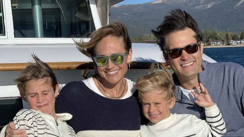 Nikki DeLoach and family on boat