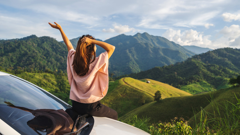 Woman enjoying the great outdoors while traveling