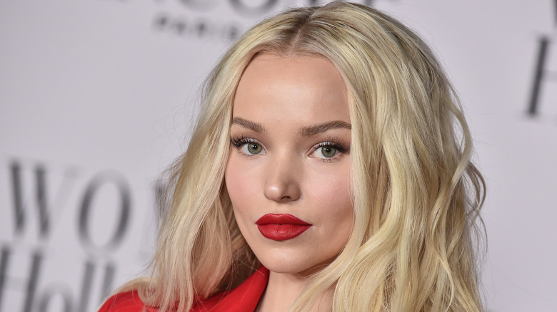 Dove Cameron wearing red lipstick