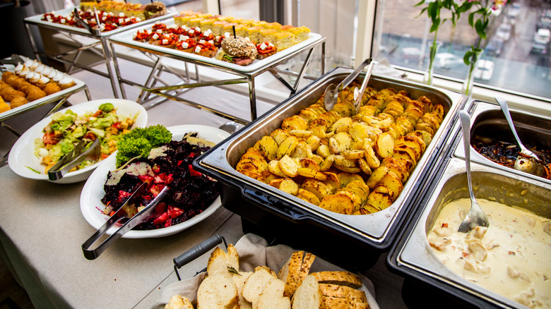 Buffet of different foods