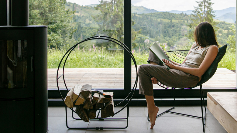 A woman reading by the window