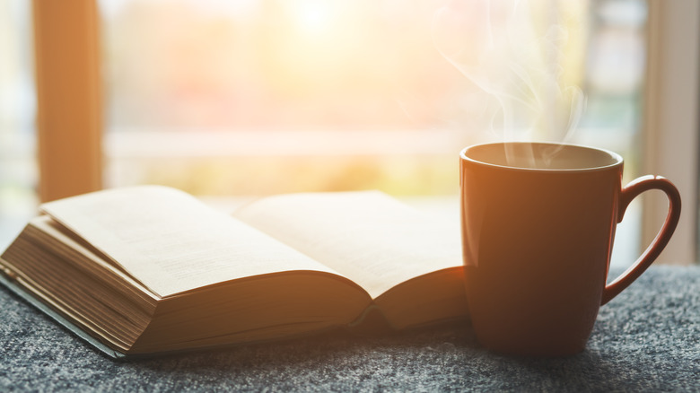 book and coffee in the sun 