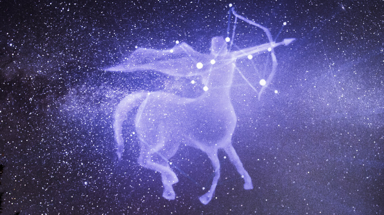 Sagittarius symbol in night sky