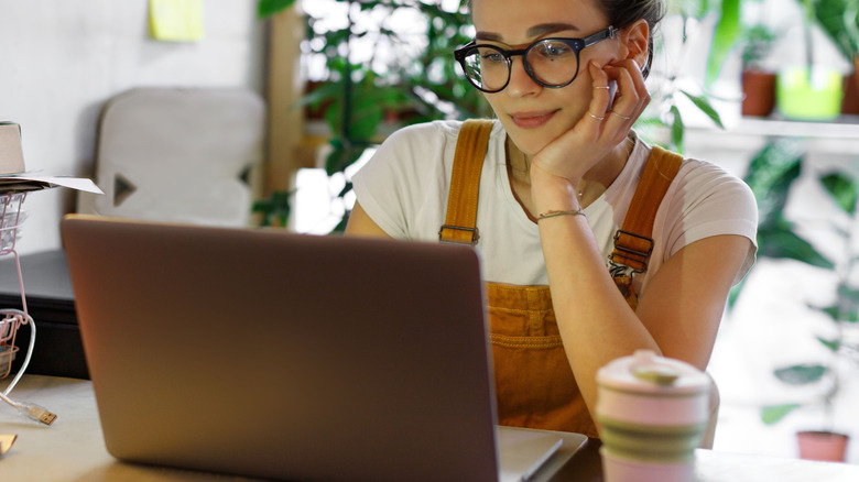 Woman working with coffee