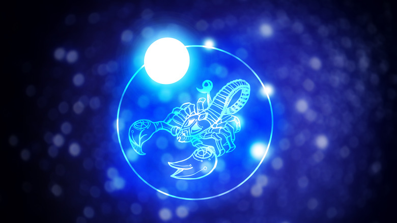 Astrology sign Scorpio against starry sky