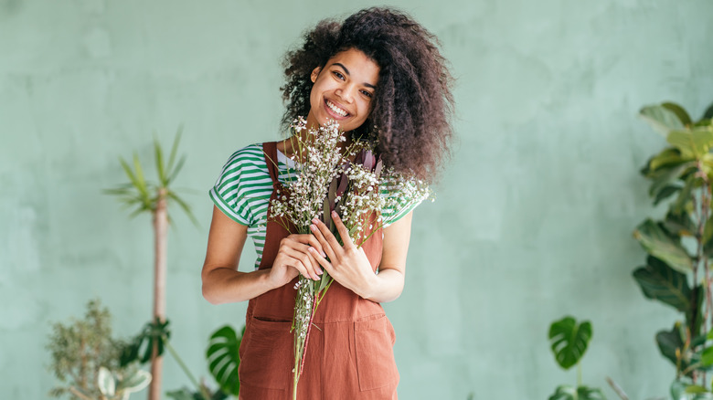 Woman with flowers