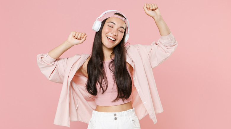 Woman listening to music
