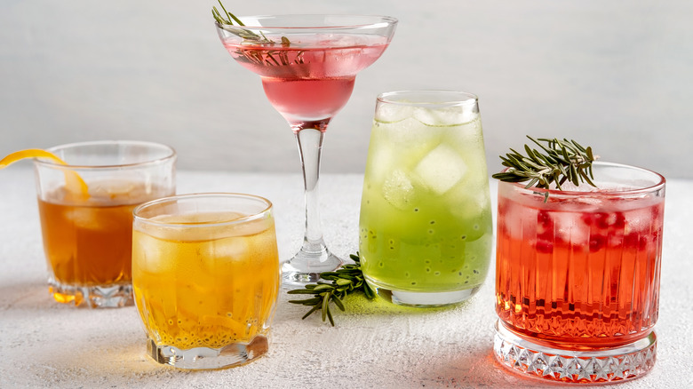 Cocktails on white background