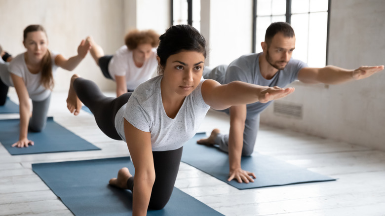A woman in a workout class
