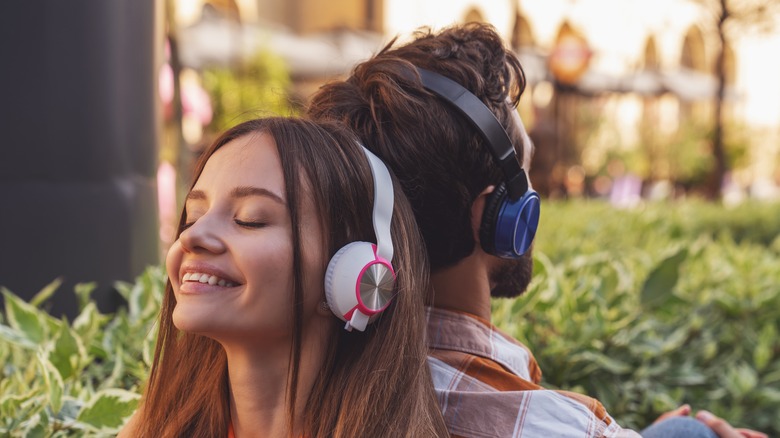 Couple listening to music