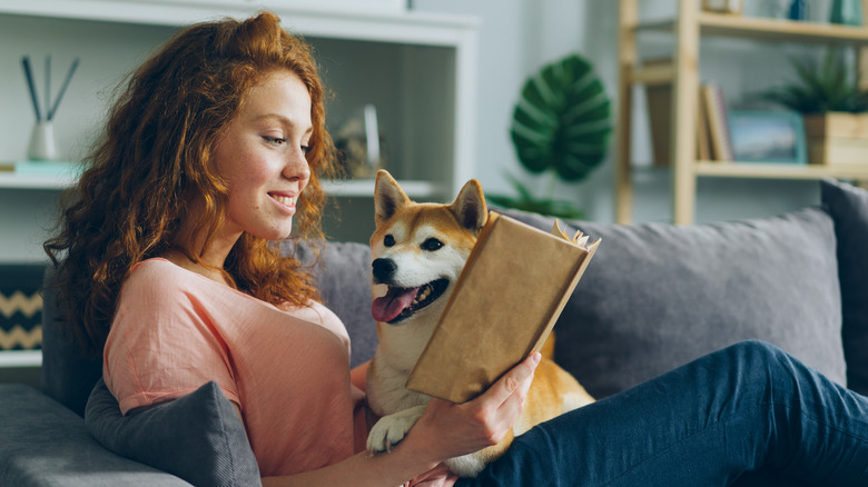 Woman reading on the couch