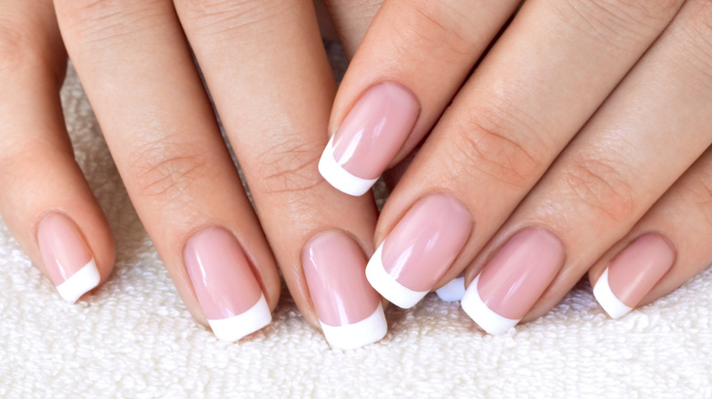 Close up of French manicure